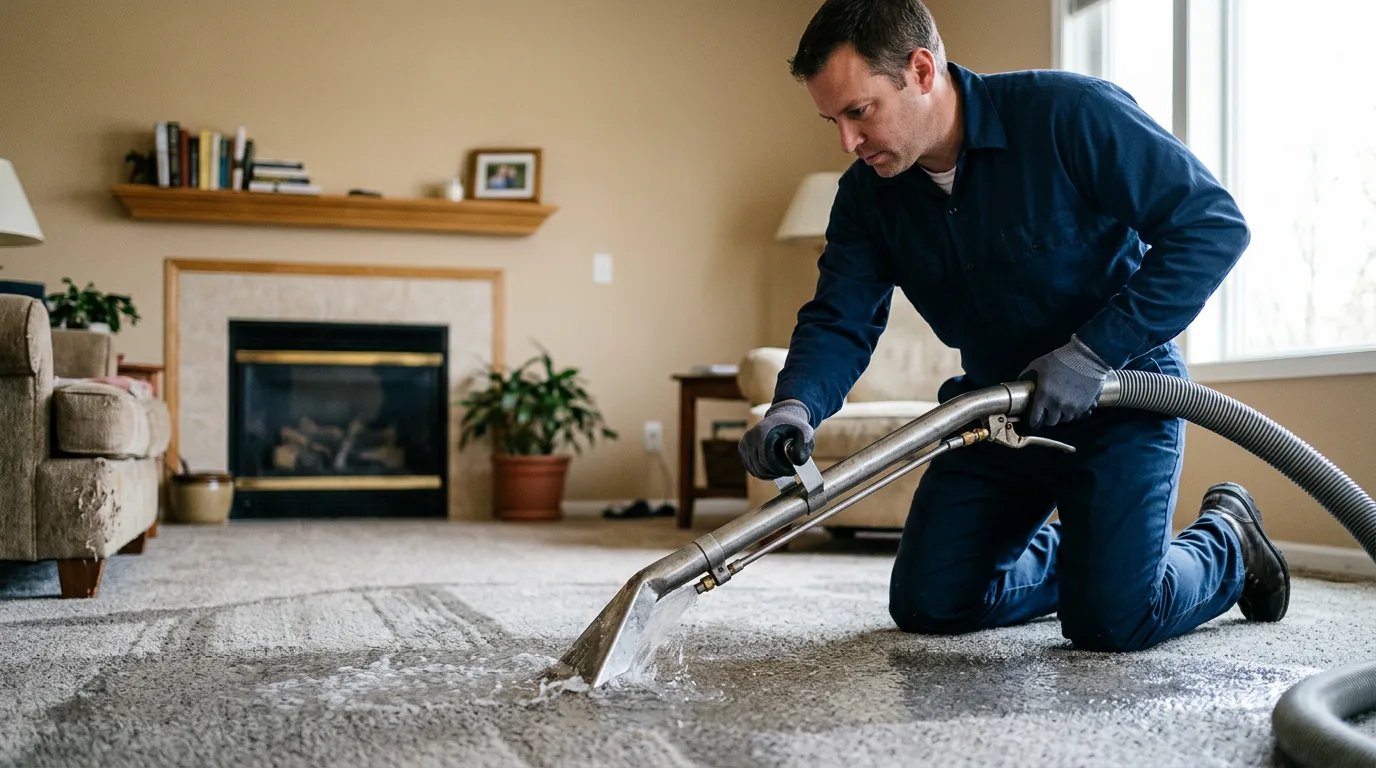 Water damage restoration technician working near Hillman, MN